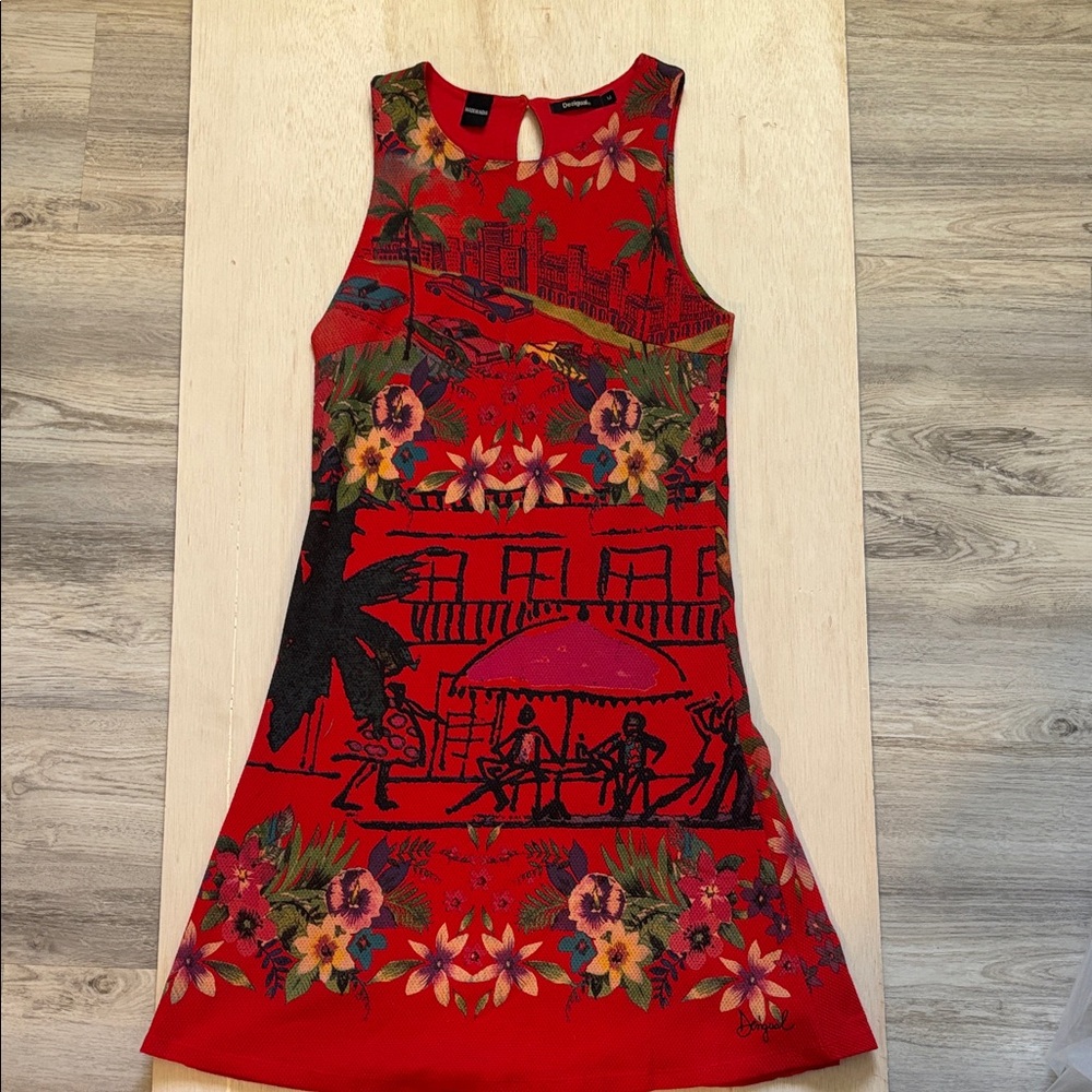 Desigual Red Floral Mini Dress